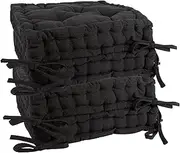 Nicola Spring Black Seat Cushions - Pack of 4 - French Mattress Dining Chair Cushions Seat Pads Indoor Kitchen Outdoor Garden Patio Chair Pad Dining Bolster Pillow