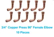 (Lots of 10) 3/4" Copper ProPress 90° Female Elbow - 10 Pieces