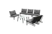 Livsip Outdoor Sofa Set 8 Piece Garden Patio Lounge Setting Table Chairs Grey