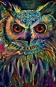 Ingooood Jigsaw Puzzle 1000 Pieces-Sneak Peek Series - Colourful Owl - Entertainment Toys for Adult Special Graduation or Birthday Gift Home Decor