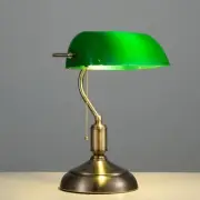 Bankers Lamp, Green Desk Lamp with Pull Chain Switch, 3 Lighting Color Mid Ce...