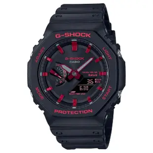 【CASIO 卡西歐】G-SHOCK 火焰紅黑八角 藍芽太陽能手錶(GA-B2100BNR-1A)