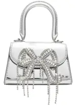 Self-portrait Bow Micro Metallic Leather top Handle bag - Silver ONE SIZE