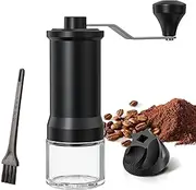 ANNIVERS Manual Coffee Grinder Hand Coffee Bean Grinder Burr Grinder, Adjustable Coarseness Ceramic Burr Glass Jar Stainless Steel Crank Brush, for Espresso French Press Drip, Moulin à Café Manuel