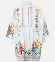 [Valentino] Valentino Embroidered cotton and linen blouse AU 10 multicoloured