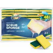48 Pack Heavy Duty Scrub Sponges - Dishwashing Sponge Along with A Tough Scou...