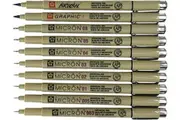 Sakura Pigma Micron Drawing Pens,Fineliners Set of 10, Black
