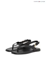 Tommy Hilfiger Black Leather Colour Blocked Square Toe Sandals (H52618) | $231