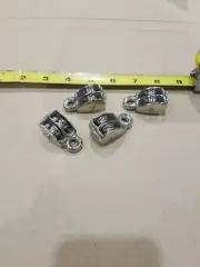 (4pc) 1/2" DOUBLE WHEEL SHEAVE DIE-CAST CHROME PULLEY ROPE WIRE HOIST.