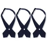 3 Pcs Adjustable Cross Bow Tie - Girls' Navy Solid Color School Uniform Tie