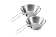 2pcs Lixada 260ml Stainless Steel Bowl with Foldable Handle for Outdoor Camping Hiking Backpacking Picnic - Stainless Steel
