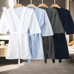 TD/CE SOLID COLOR HOTEL BATHROBE MEN'S LONG短袖睡袍女大尺碼春情侶睡衣家居服素