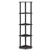 Furinno Turn-N-Tube Corner Display Rack Multipurpose Shelving Unit Dark Walnut