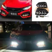 2017-2021 For Honda Civic Hatchback 3-Color Led Fog Light Day Running Light Turn (for: Honda Civic)