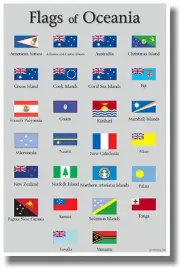 Flags of Oceania - NEW World Travel School Classroom Geography POSTER