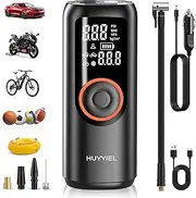 Tire Inflator Portable Air Compressor, Electric Air Pump 4X Super Fast Inflation Air Compressor USB C Rechargeable Tire Pump Digital Pressure Gauge, LED Light, for Auto Bike Motorcyclefor Car Ball