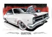 HK HOLDEN MONARO COTILLION WHITE BLOWN A1 STRETCHED CANVAS (D041)