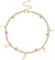 [Tummy Tub] Bracelets,Bracelet Jewellery,Anklet String Charm,Ring Box Wood Anklets Women's Girls Style Chains Beach Anklets Jewellery Anklets Adjustable Size Silver Chain (Color : Gold)