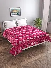 BREVARD Single Bed Woolen Fabric Geometric Quilt Cover/Duvet Cover/Rajai Cover/Blanket Cover for Winters (70x90 Inches,Pink)