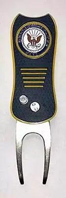 U.S. Navy Switchblade Golf Divot Tool - Navy/Yellow
