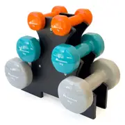 METEOR 1kg-3kg-5kg Dumbbell Set with Storage Rack, Anit-Slip Flat Bottom Vinyl Dumbbells, Fixed Weight Dumbbells, Gym Weights, Dumbbell Weights