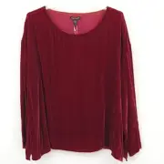 Eileen Fisher Velvet Ballet Neck Box-Top Women Size XL Red Witchy Romantic Boho