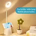 Dimmable LED Desk Reading Light Touch Switch Pen Holder Adjustable USB Charge RK