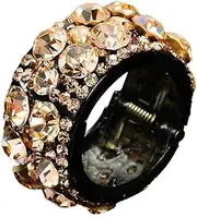 Rhinestone Hair Cuff, Metal Expandable Ponytail Holder Hair Cuff Elastic Hair Tie Cuff Hair Accessories for Women Girls