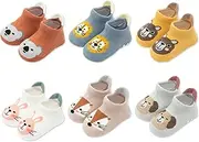 [HTTDSLF] 6 Pairs Baby Kids Grip Ankle Socks Cotton Animal, Non Slip Sock Non Skid Anti-slip Socks for Boys Girls Toddler Infant Aged 1-3 Years, colorful, 1-3 Years