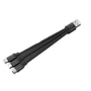 S-M416 Portable Series 3 in 1 3A USB-C / Type-C / 8 Pin / Micro USB to USB Short Weave Charging Cable, Length: 15cm(Black)