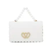 Fashion Pearl Handle Messenger Bag Women PU Leather Elegant Love Heart Small Square Shoulder Crossbody Handbag