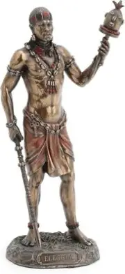 Ellugua- God of Travelers, Crossroads, and Fortune, Bronze, Red, Black, 8 7/8"