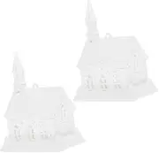 DOITOOL 2pcs Plastic House Model Crafts Home Decor Tiny Homes DIY Pendant House Ornaments DIY House Kits DIY Decorations for Pendant for Decoration Craft Projects White
