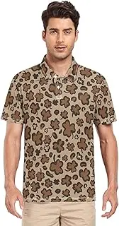 [ZZXXB] Shamrock Leopard Print Men's Polo Shirts Short Sleeve Quick Dry Athletic Outdoor Sports Golf Shirts S-XXL