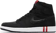 [Nike] Jordan Men's 1 Retro High, Black/Black-White-Challenge RED, 15 M US