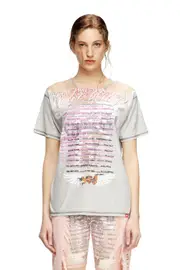 [Diesel] Diesel - Crew neck T-shirt with lyrics print - T-Shirts - Woman - Grey S Grey