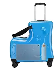 [Generic] Riding Suitcase - Toddler Riding Luggage, Toddler Riding Luggage | Silent 20 Inch Wheeled Suitcase with Seat Belts, Password Lock at, Lake Blue, Se référer au descriptif, Refer to description