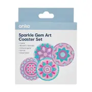 4 Pack Sparkle Gem Art Coaster Set - Mandala