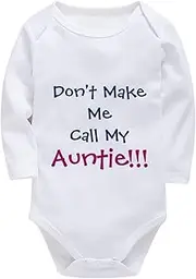 [WOOYONGING] Don't Make Me Call My Auntie Newborn Girl Hospital Outfits Long Sleeve Plain Onsies White Baby Girl Bodysuit Shor