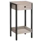 Tall Side Table, Nightstand, End Table with Drawer and 1 Greige + Black