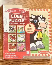 Melissa & Doug Farm Wooden Cube Puzzle With Storage Tray 16pc Local P/U Avail