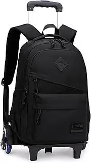 [Armbq] Rolling Backpack for Boys Girls School BookBag with Wheels Kids Luggage Trolley Back Pack on Wheels, Black Six Wheels, 6 Wheels