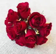 ARTIFICIAL RED ROSE POSY BUNCH PRE MADE WEDDING BOUQUET RED ROSES FLOWERS FAKE