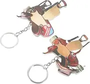 [VALICLUD] 2pcs Saddle Shaped Key Chains Aesthetic Key Rings for Party Favors Western Theme Backpack Ornaments Durable Hanging Decor for Family Friends