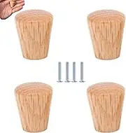 Cabinetdrawer Knobs 4 Pack Solid Wood Knob and Handle Mini Handle Wardrobe Drawer Round Small Handle,Oak,24 * 28mm Curved Surface