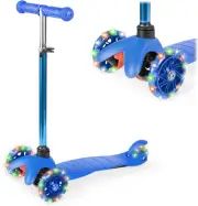 Kids Mini Kick Scooter Toy W/Light-Up Wheels, Height Adjustable T-Bar, Foot Brea