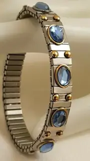 Adjustable Silver bracelet Blue Topaz Bangle Granny Grandma Grandmother Jewelry