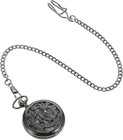 [LIFKOME] Antique Dragon and Mechanical Watch Vintage Clamshell Pocket Watch Roman Numerals for Mens Watches