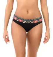Skye Women's Mactan Fold Over Mid Waist Bikini Bottom, Black, Medium