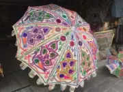 Garden Indian Outdoor Sun Shade Patio Umbrella 70"Parasol Vintage Embroidered